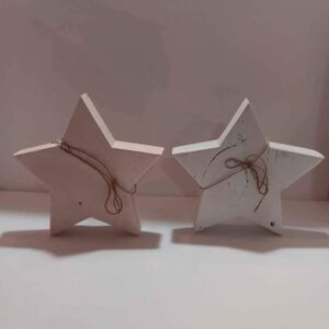 White and Light Pink Wood Star Decorations